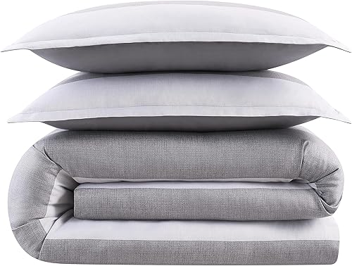 Miniatura 3 de Serta Simply Clean Billy - Juego de edredón suave y moderno de 3 piezas de jersey a rayas con funda de almohada para todas las estaciones,