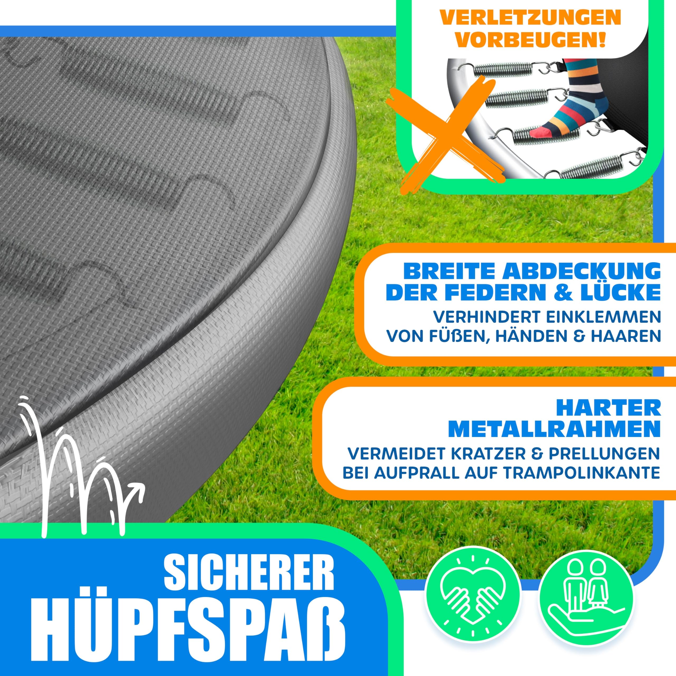 KESSER® - Trampolin Randabdeckung Ø 244, 305, 366, 426 cm, 30cm breit 100% UV-beständig reißfest Federabdeckung inkl. Beachball