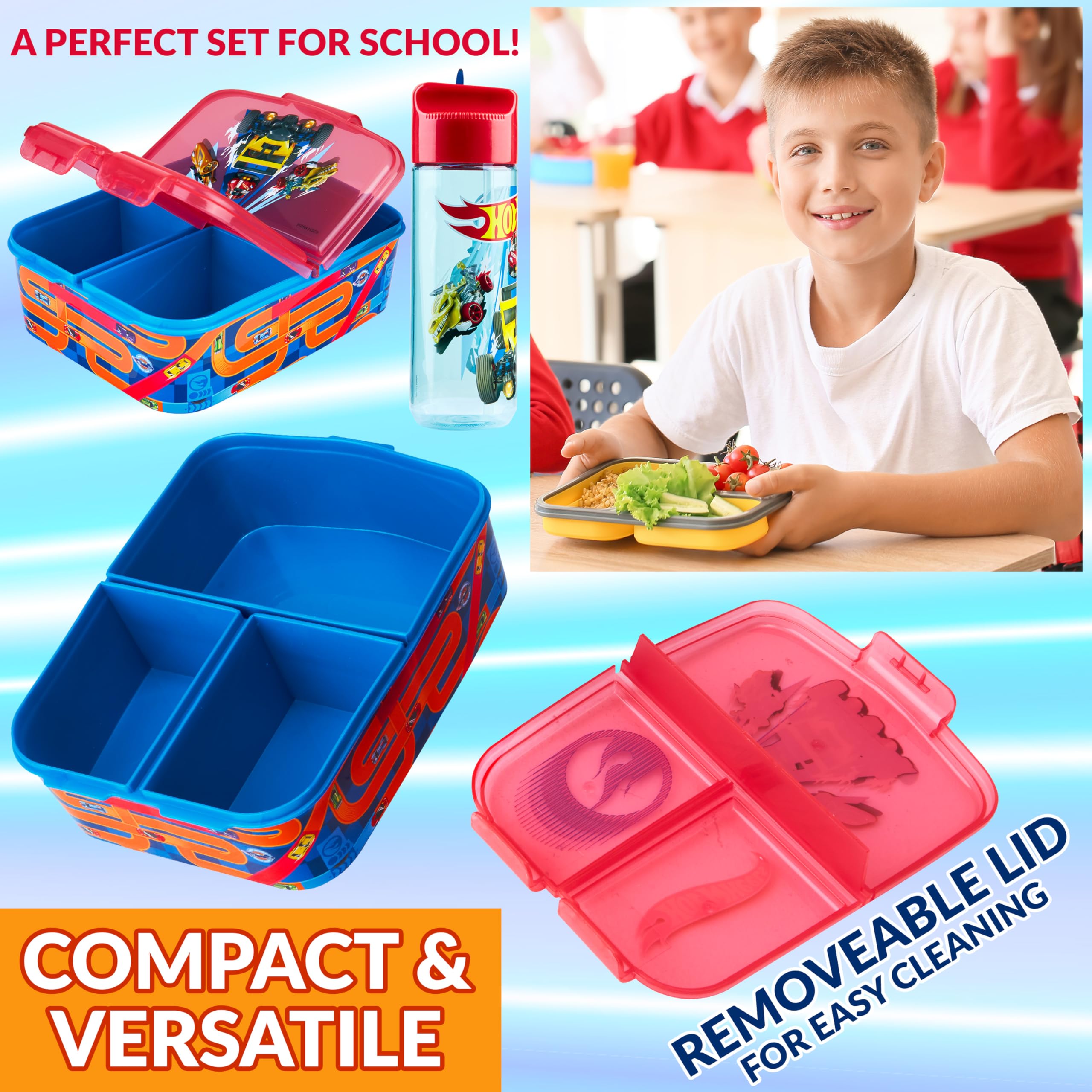 Hot Wheels Lunchbox Mit Klickverschluss – 20 Cm, BPA-frei, Lebensmittelecht, Für Schule & Unterwegs