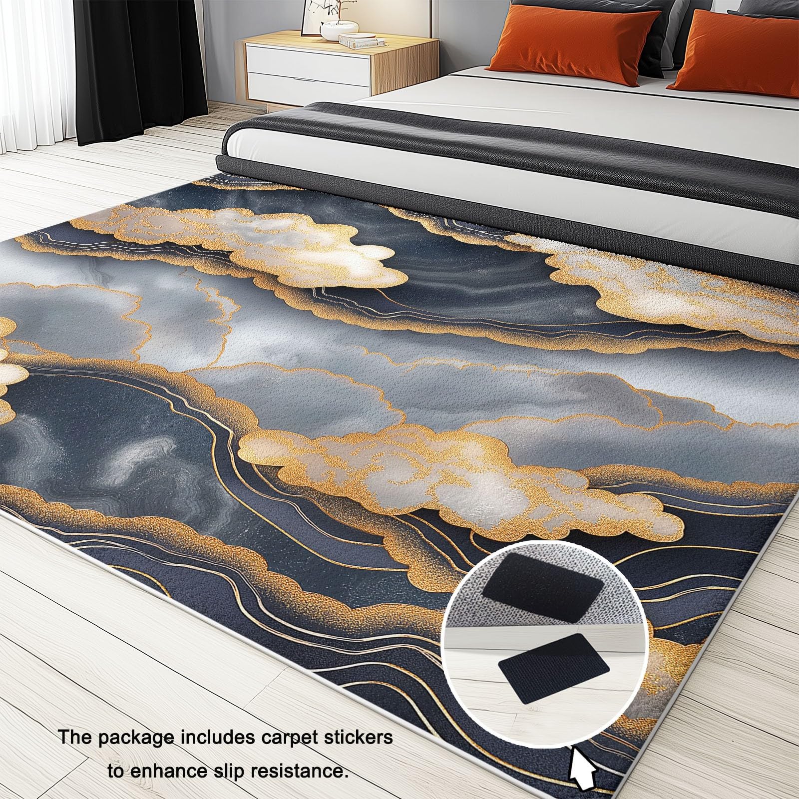 120 x 180 cm Dywan można prać w pralce Abstrakcyjne wzory chmury i fale UltrasOffic Flanelowy antypoślizgowy antypoślizgowy dywanik do pokoju dziecięcego, salonu i łazienki - łatwy do czyszczenia
