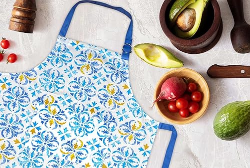 Miniatura 4 de Delantal de cocina 100% algodón estampado con bolsillo y cuello ajustable con lazos largos delantal de 25 x 31 pulgadas para mujeres y hombres,