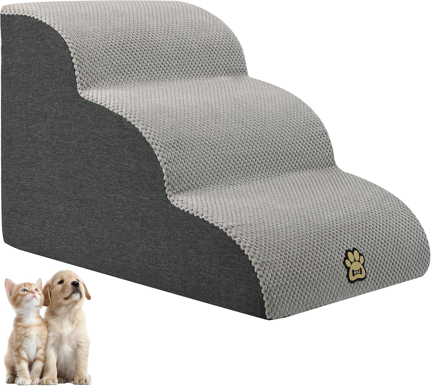 OYLZ Pet Steps Dog Stairs for Sofa Couch Bed - 15.7" High-Density Foam Ramp, Removable Washable Cover, Non-Slip Base for Small Pets