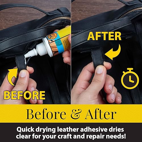 Miniatura 2 de Fiebing's Leathercraft Cemento – Adhesivo de pegamento para cuero de 4 onzas – Secado rápido, de alta resistencia, flexible, permanente