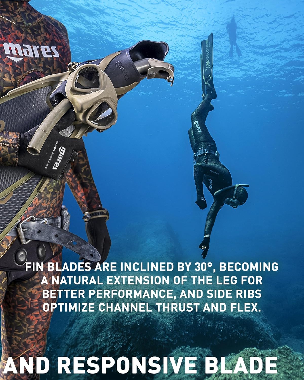 Mares Adult X-Wing C-S Green Foot Pocket Freediving Fins - Lightweight Carbon Long Full Foot Fins with Interchangeable Blades for Spearfishing, Scuba Diving, Snorkeling