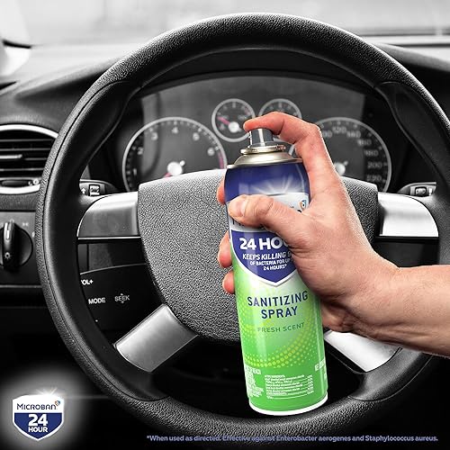 Miniatura 8 de MICROBAN Spray desinfectante, desinfectante y antibacteriano las 24 horas, espray desinfectante, aroma fresco, 2 unidades (15 onzas cada uno)