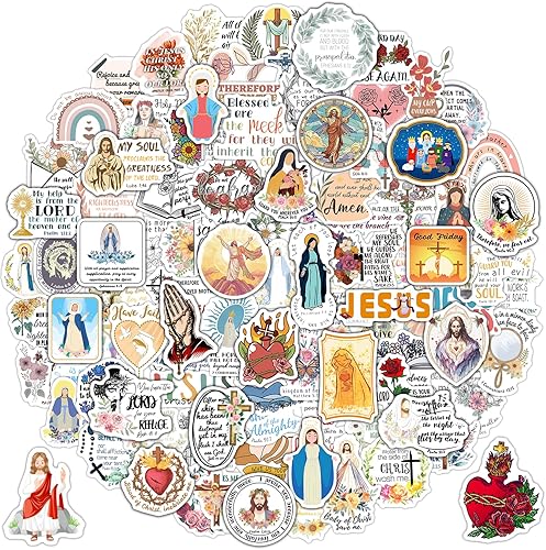 200 calcomanías católicas para botellas de agua, calcomanías de versículo bíblico de Jesús para niños y adultos, santos, regalos católicos,
