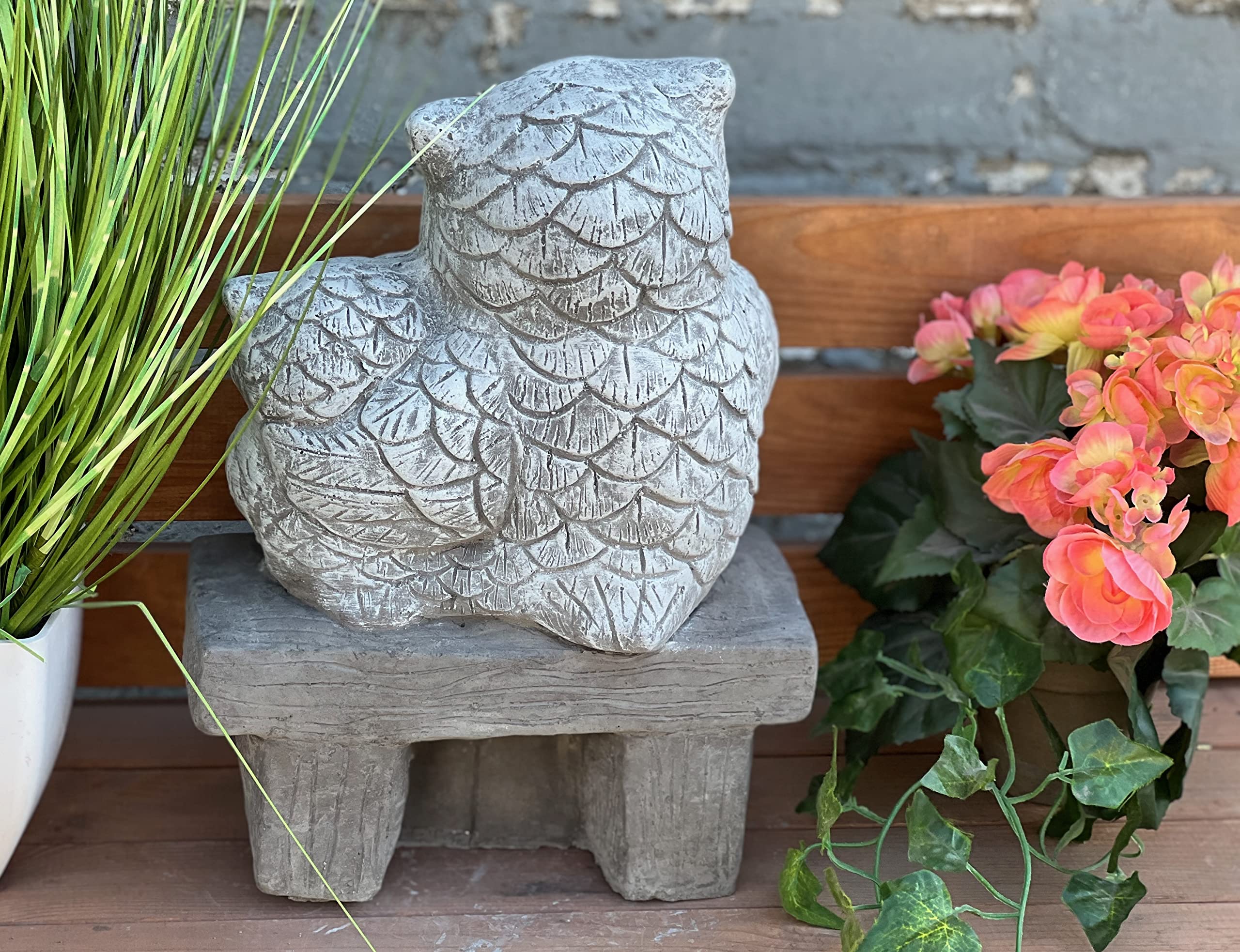 stoneandstyle Steinfigur 2 Eulen auf Stamm lesen frostfest Steinguss ca. 10,9 kg