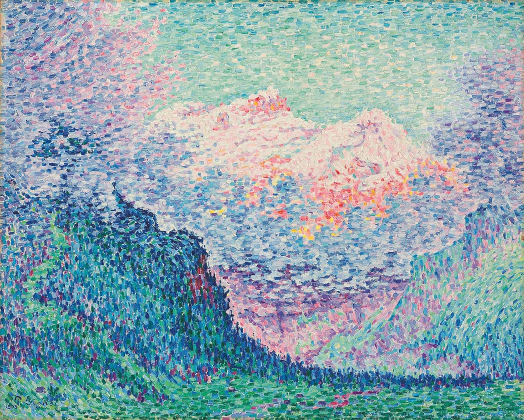 Posteriik No Frame Famous Print Pop Art Wall Art Graffiti Les Diablerets By Paul Signac Art Prints For Home Decor 60X90cm