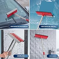 Vista 6 de DSV Standard Escobilla de ventana, limpiador de ventanas 2 en 1 con postes de extensión de 55 pulgadas, kit de lavado de ventanas, limpiador