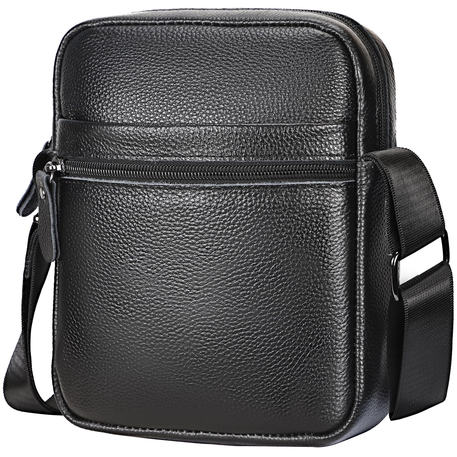 Leathario Herren Umhängetasche Leder，Schultertasche aus Echtem Leder，Herrentasche mit Großer Kapazität für Alltag Freizeit Arbeit