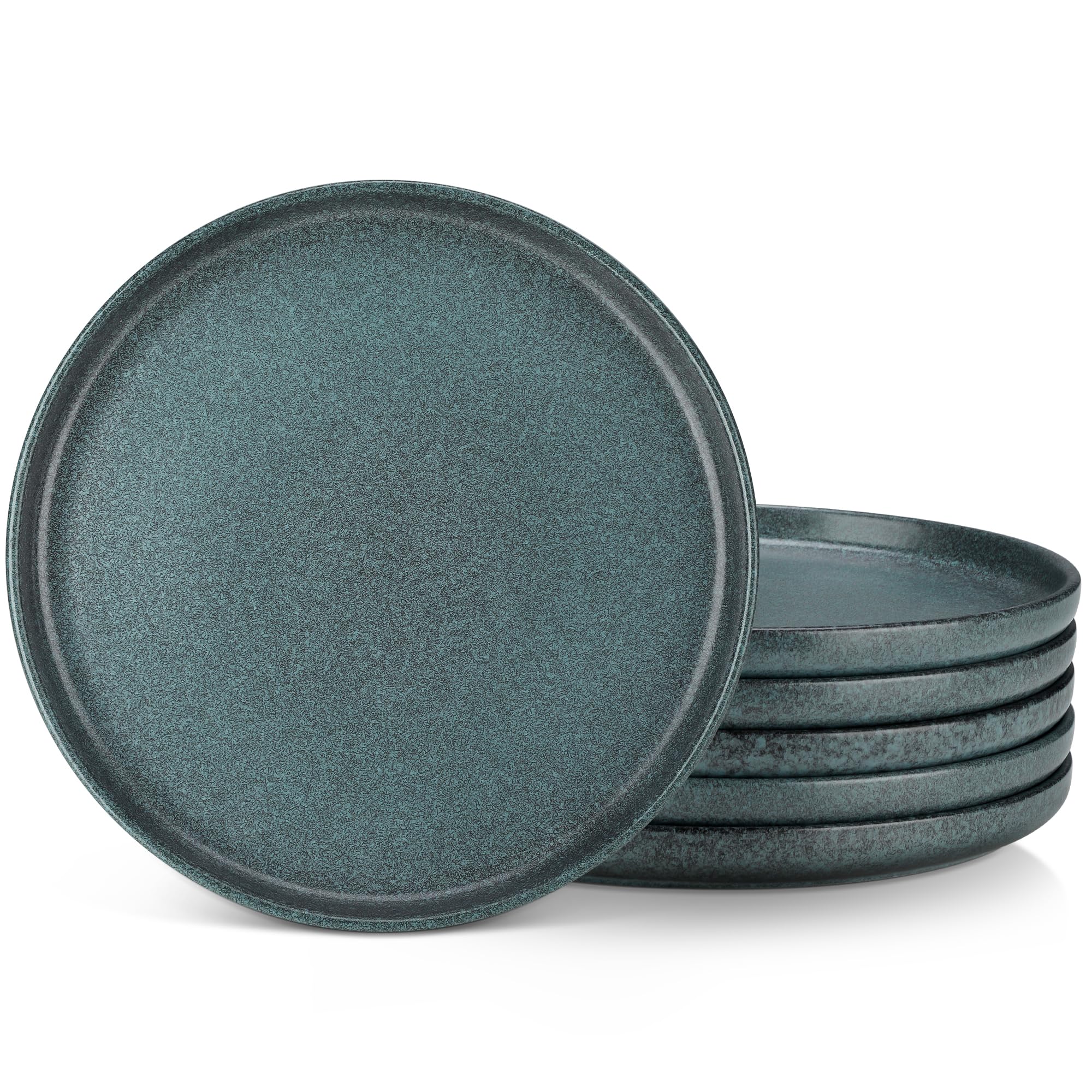 vancasso Zermatt Dinner Ser of 6, 10.5in Dinner Plates Set of 6, Microwave and Dishwasher Safe, Scratch Resistant and Lead-Free, Unique Handmade Dessert Plate for Kitchen and Entertaining(Blue)