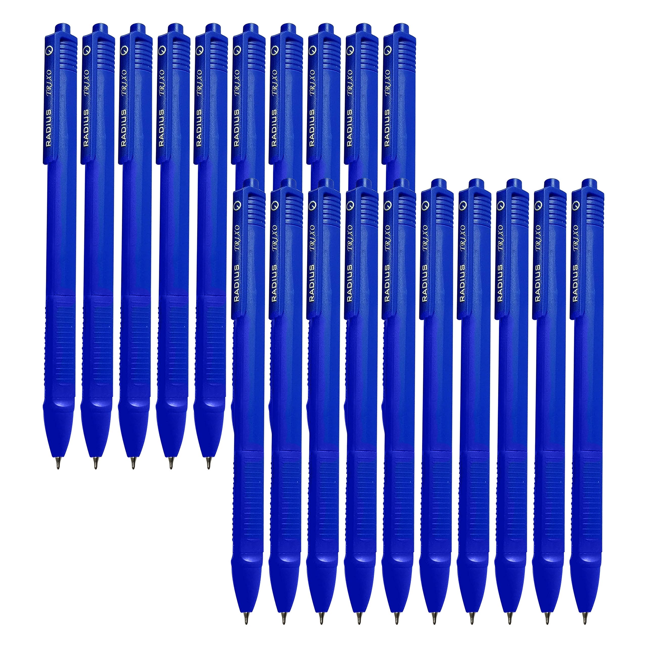 Back2School RADClic Retractable Ballpoint Pens, BLUE, Pack of 50, Fine Point (0.7mm), Triangular Comfort Grip Ball Pens, Perfect for School Home Office Use Pens