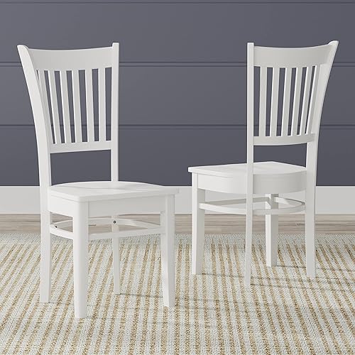 Glenwillow Home Sillas de comedor de madera maciza con respaldo de husillo en blanco (juego de 2)