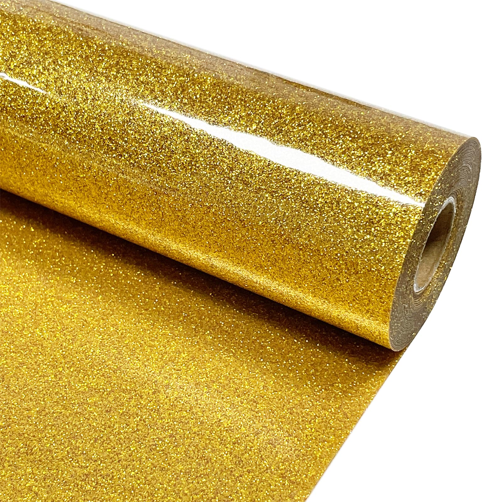 Gold Glitter Heat Transfer Vinyl 12" x 15 ft HTV for Shirts, Glitter HTV for All Cutter Machine - Easy to Cut &amp; Weed for Heat Vinyl Design (Gold)