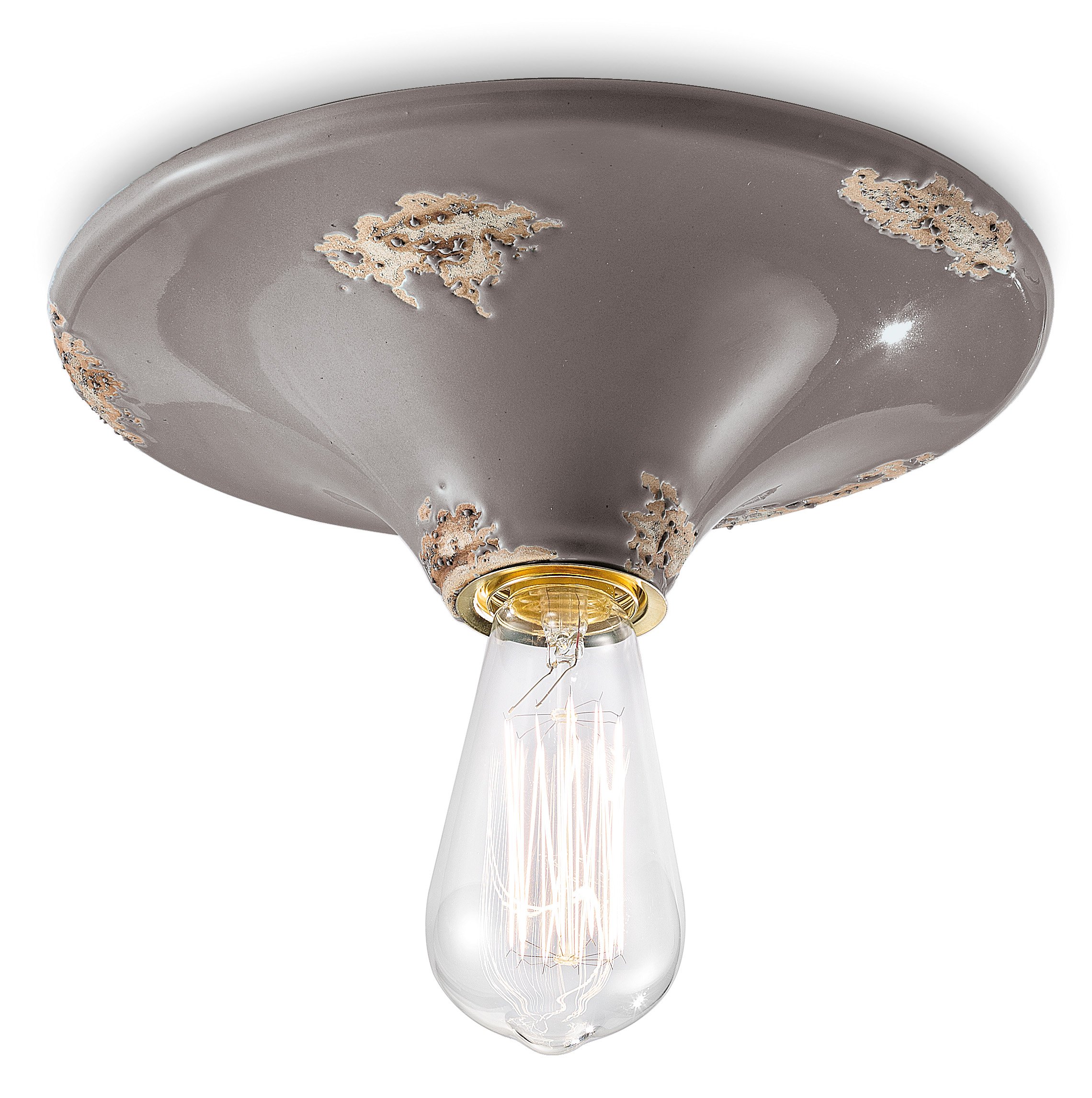 Plafonnier rétro Ferroluce taupe avec base circulaire E27 pour éclairage intérieur - 2