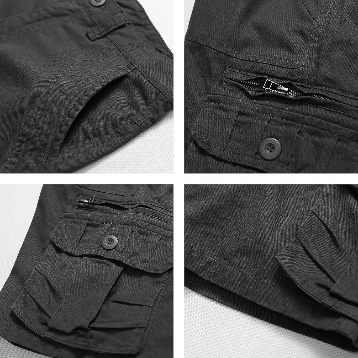 Men's Cotton Cargo Shorts Relaxed Fit Outdoor Casual Work Shorts with Zipper Pockets No Belt - Image 6