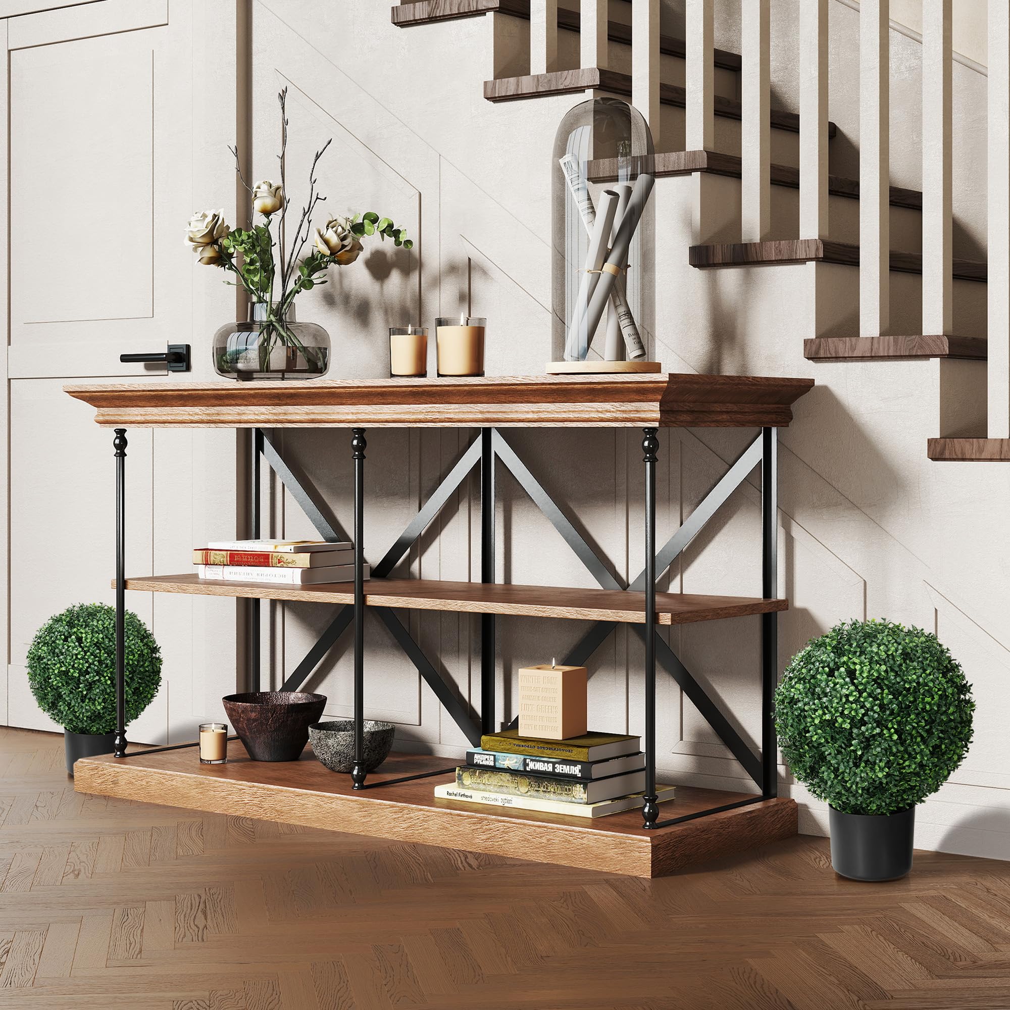 HOMCOM 2er Set Künstliche Buchsbaum 52cm Kunstpflanze mit UV Schutz | Runde Fake Plant Buchsbaum im Topf, Künstliche Pflanzen wie Echt, für Wohnzimmer Schlafzimmer Büro Deko