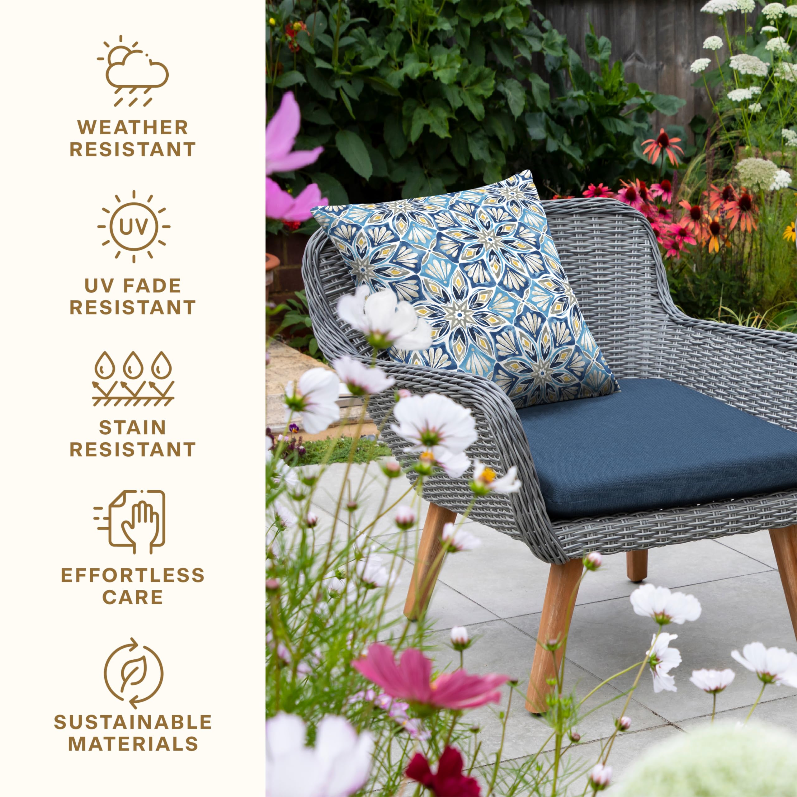 Honeycomb Outdoor Universal Seat Cushion Set 18 X 17