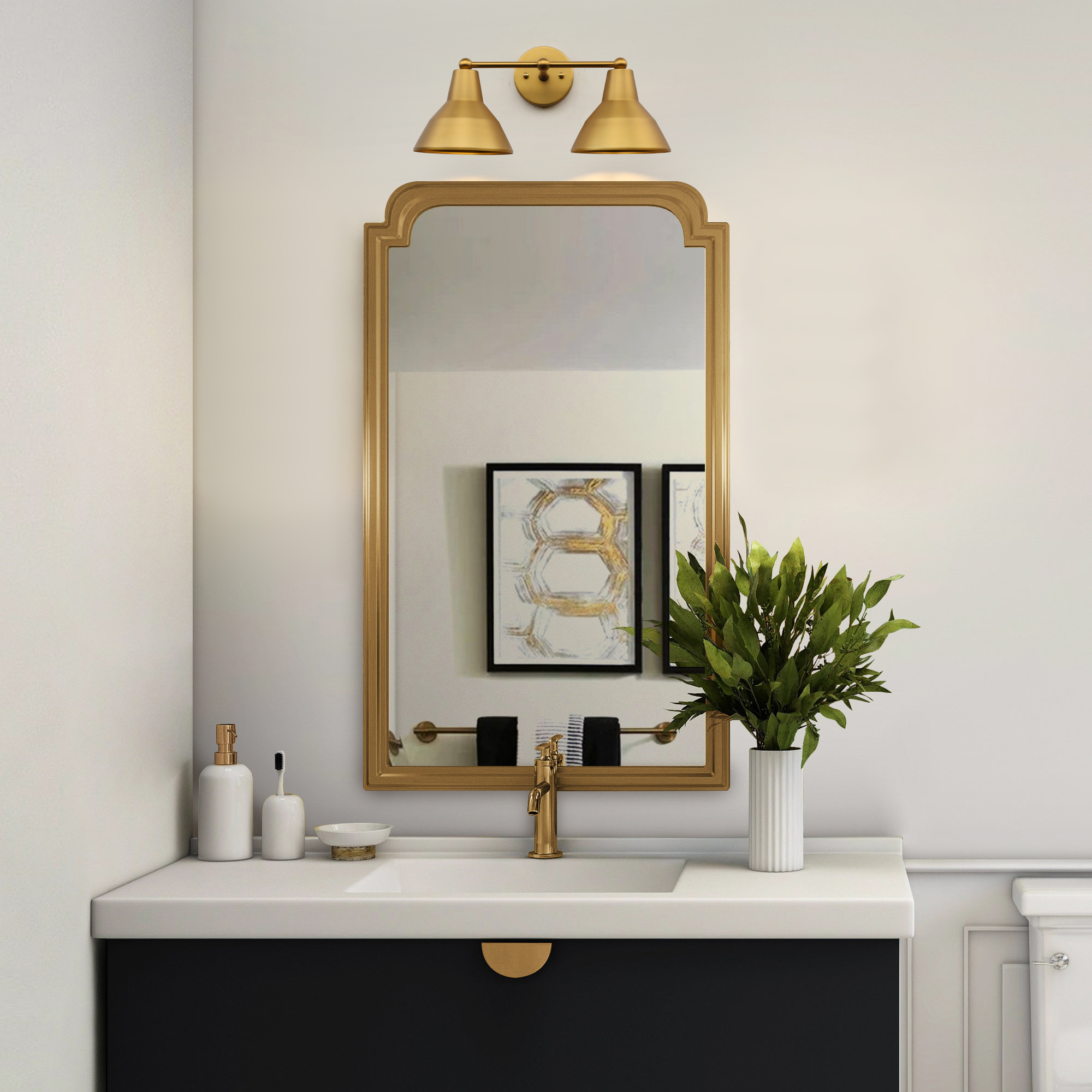 Image of Yosoan 2 Lights Brass Metal Vintage Wall Sconce, Hardwired Indoor Split Bowl Design Wall Mount Lamp Farmhouse Lighting Fixture for Vanity Living Room Kitchen Hallway Home Decor(Antique)