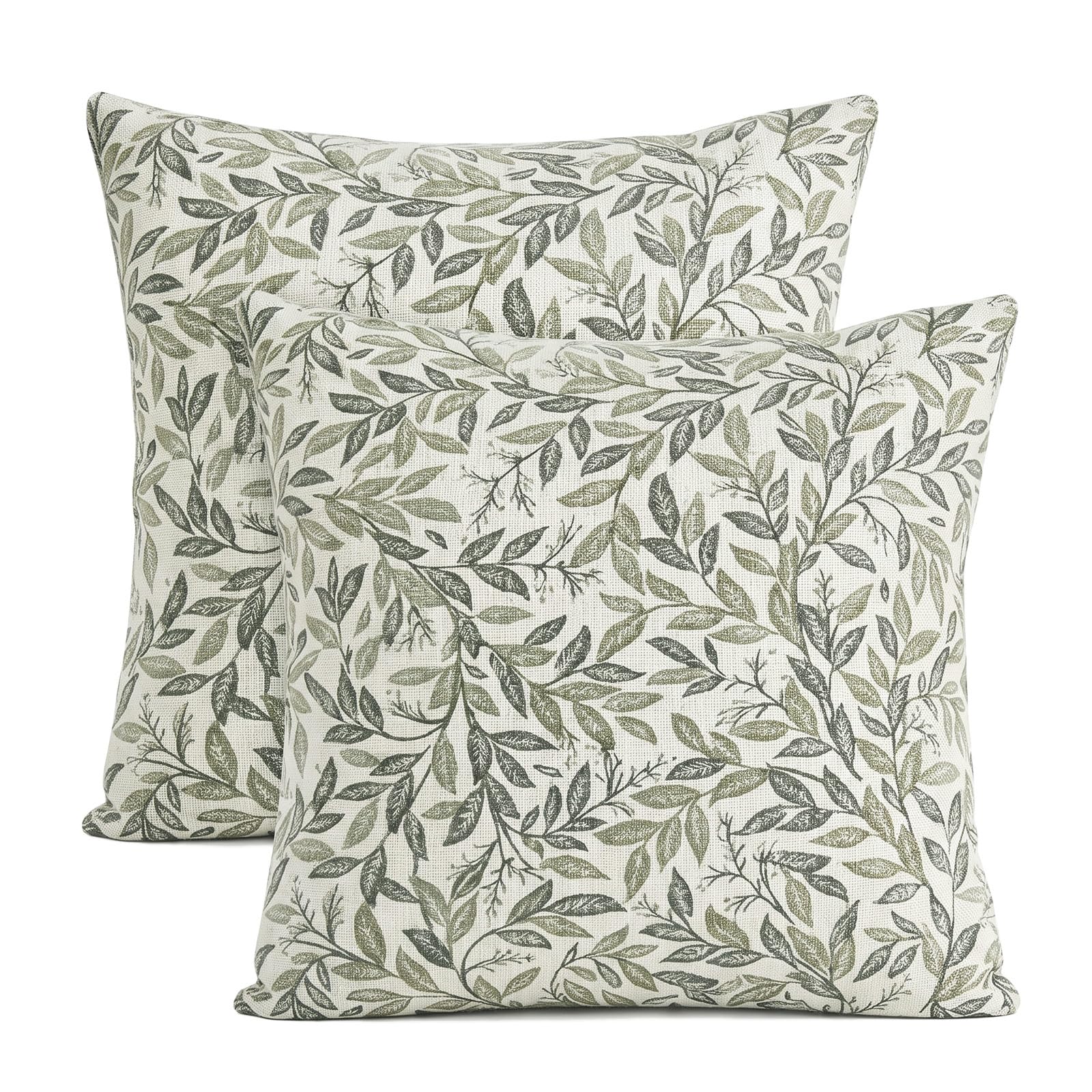 2PCS Light Green Vintage Floral Pillowcase Set, 45x45cm Modern Pillow Cases