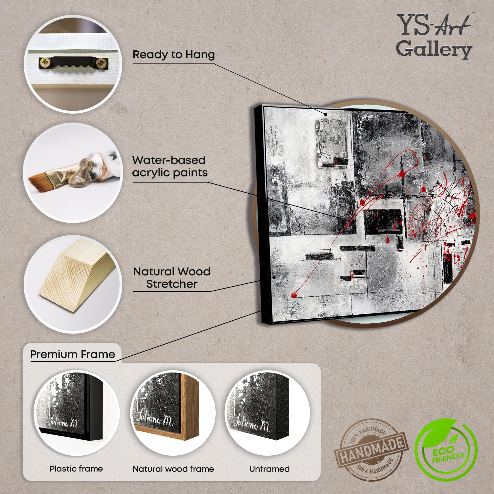 YS Quadri soggiorno dipinti a mano Coraggio | Quadri moderni su tela per l'interno Art | moderni su tela incorniciato con cornice 100x50 cm