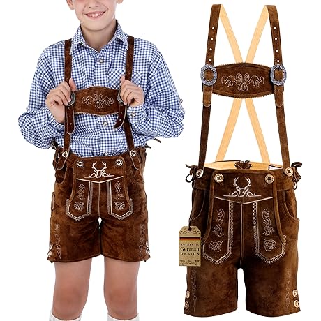 BAVARIA TRACHTEN Authentic Genuine Leather Lederhosen for Kids