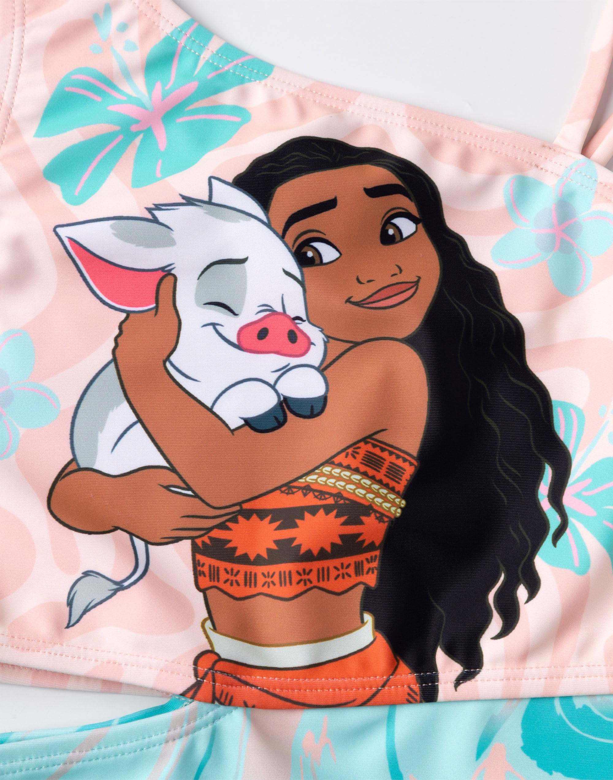 Disney Bañador Moana Niña Rosa Turquesa 1 Pieza Traje Baño Ondas Florales Best Friends