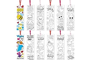 75pcs Valentine's Day Color Your Own Bookmarks: Animal Theme Kid Creative DIY Coloring Paper Bookmark