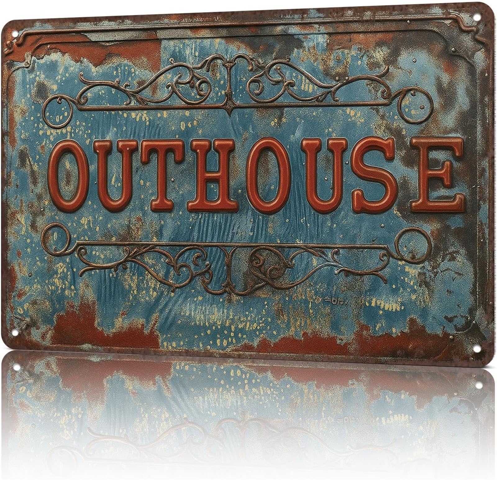 PKNVKZIDK Classic Metal Sign Outhouse Privy Cabin Style Wall Plaque for College Dorm Kitchen Lounge Entryway 8 X 12 in