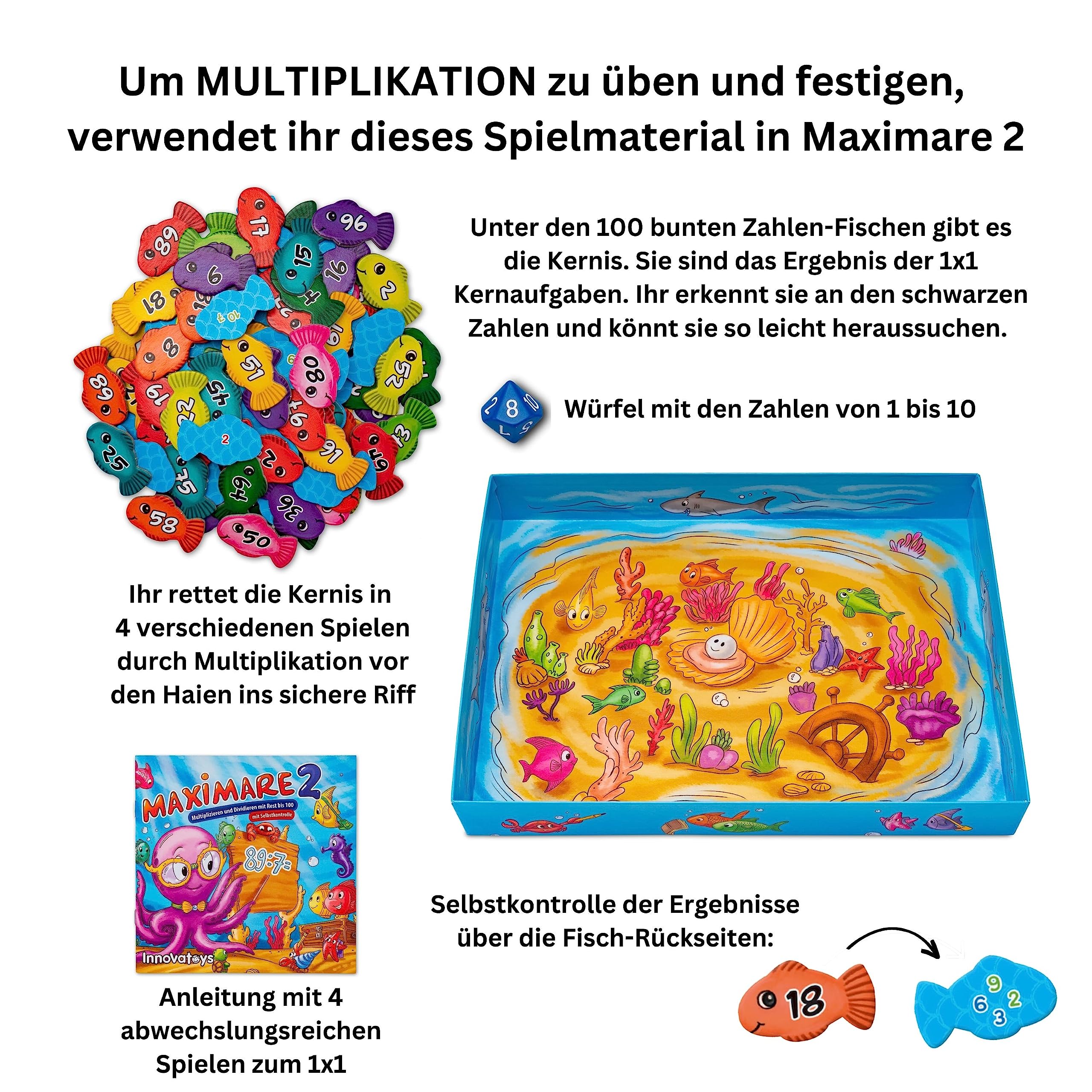 2 Multiplizieren und Dividieren mit Rest bis 100: Lernspiel für Mathe 2. Klasse und Mathe 3. Klasse, 1x1 Lernen Spiel, Division Lernen