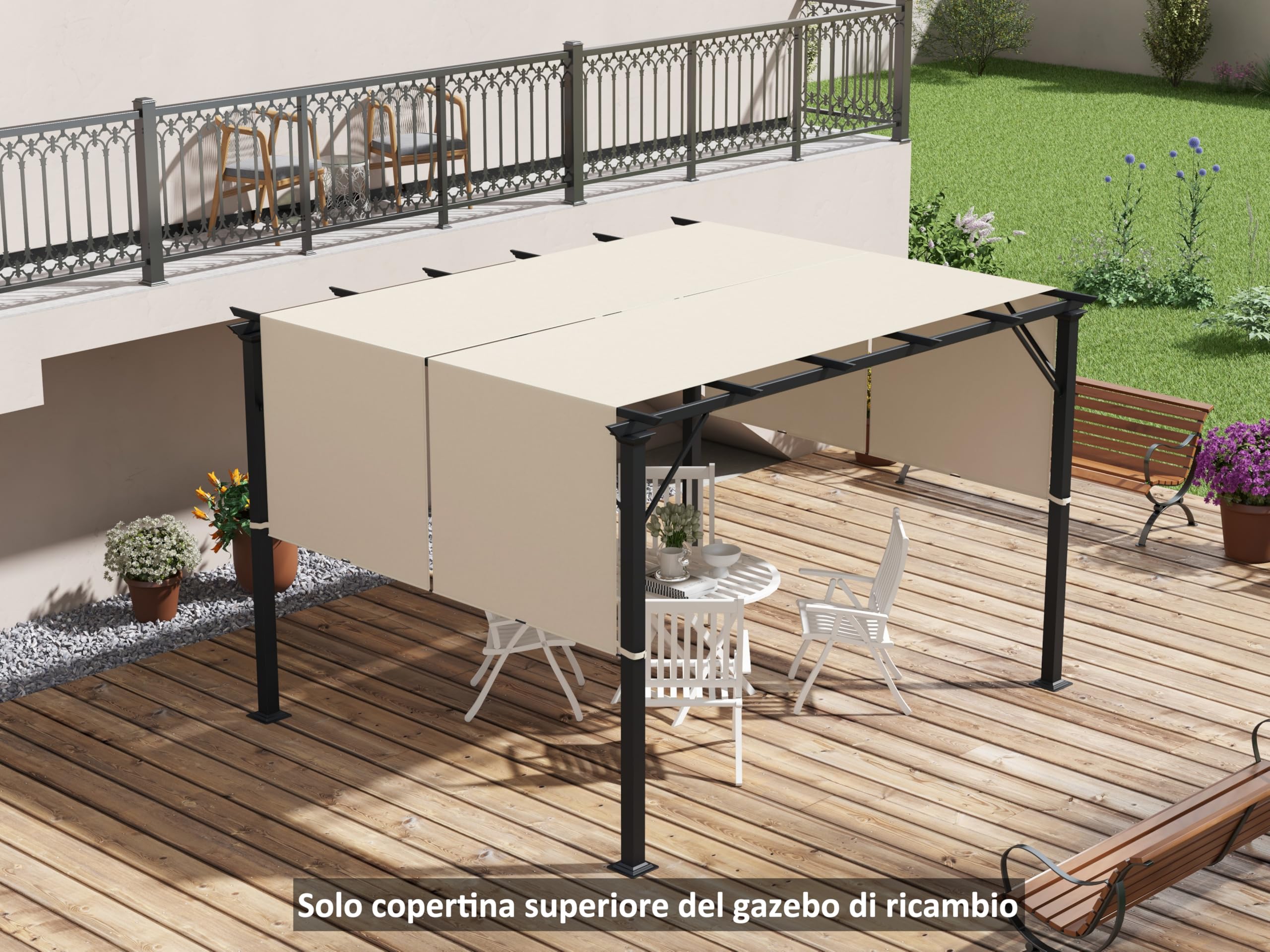 Outsunny Ersatzdach für Pergola 488 x 122 cm UV-Schutz Sonnensegel Terrassenüberdachung