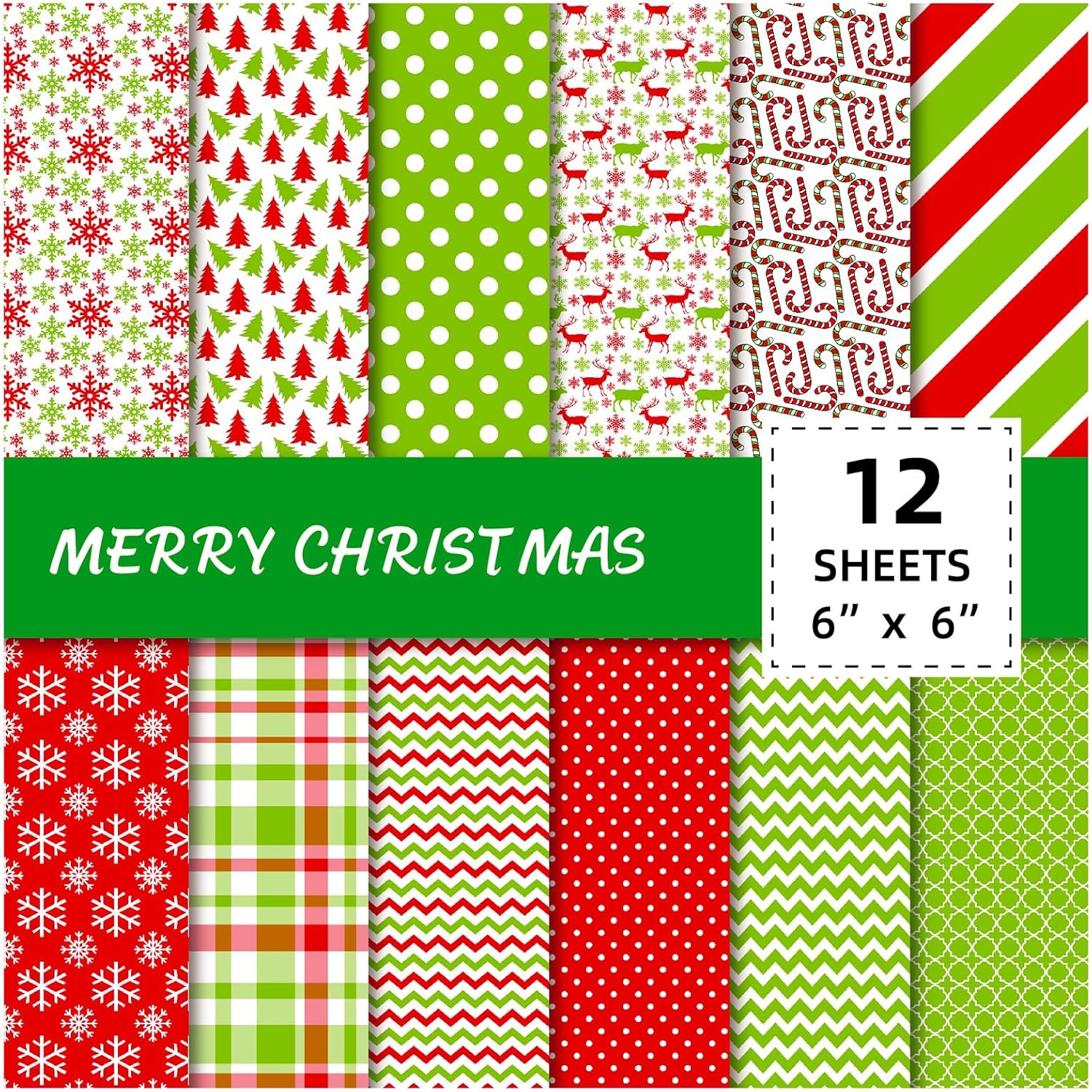 Christmas Cardstock 12 Sheets A, Patterned Material Paper