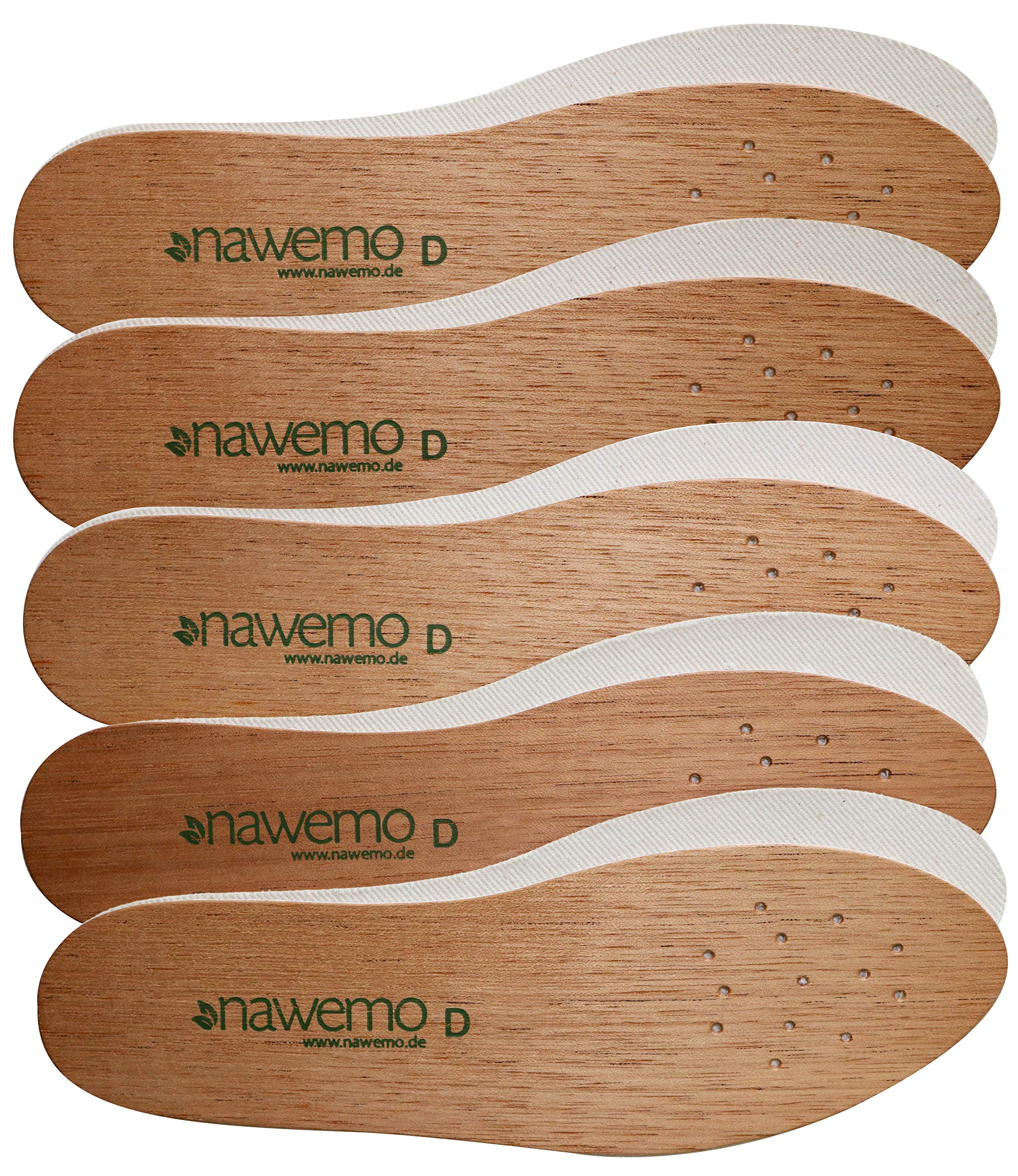 Nawemo 5er Pack/5 Paar Zedernholzsohlen Damen, antibakterielle Zedernholz Einlegesohlen gegen Schweißfüße, Fußgeruch, Fußpilz und Nagelpilz, dünne Einlegesohlen braun, Größe 41EU