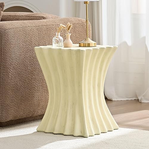 JUSTONE Mesa auxiliar para sala de estar, mesa auxiliar cuadrada de 15.16 pulgadas para dormitorio, mesa auxiliar resistente de fibra de vidrio para