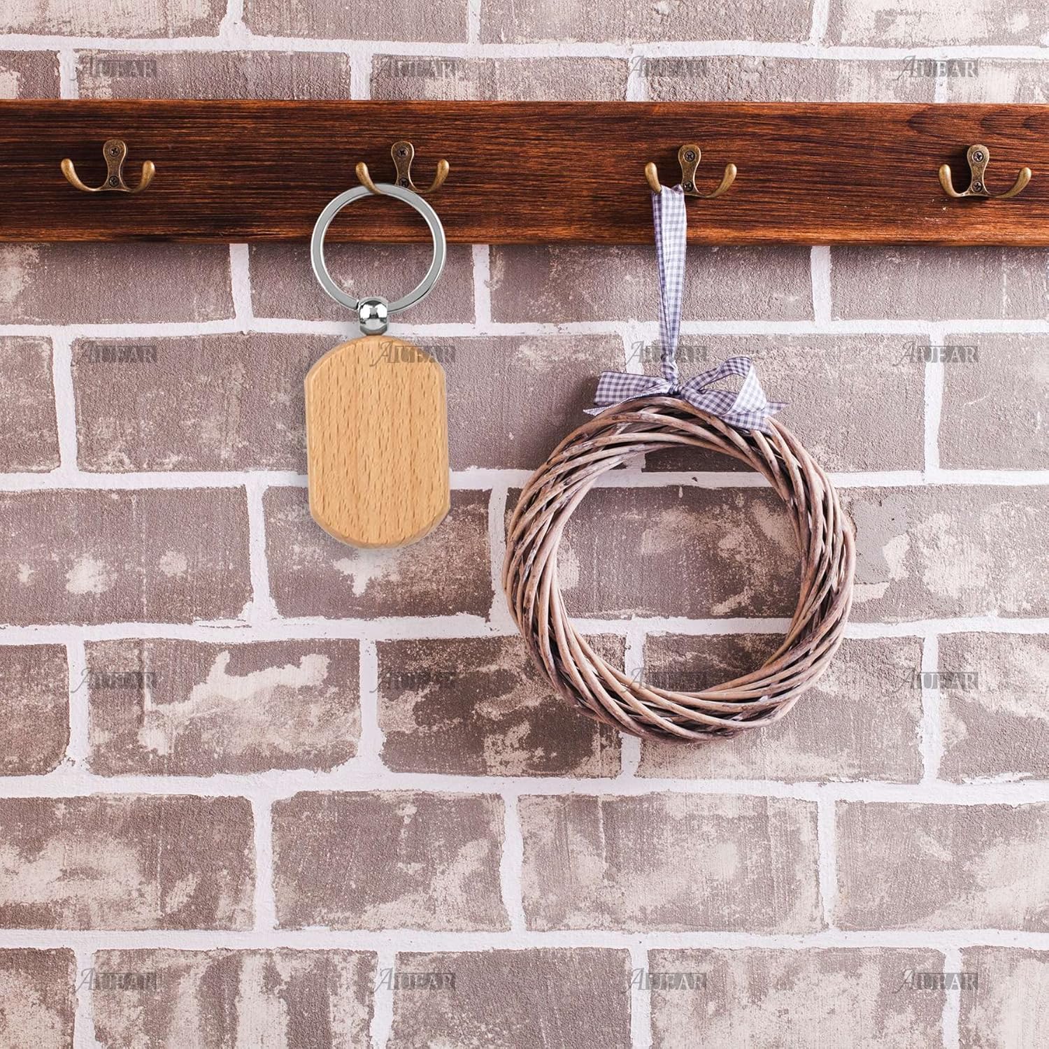 AUEAR, Blank Wooden Key Chain Wood Keychain Key Ring Key Tags Personalized EDC or Best Gift Craft - Image 4