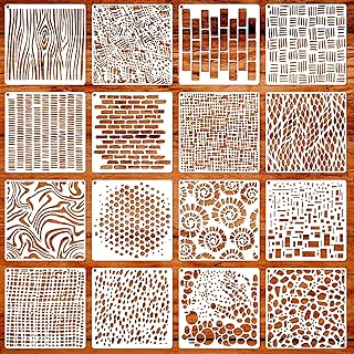 16PCS Geometric Stencils for Painting, Reusable Abstract Layering Stenci...
