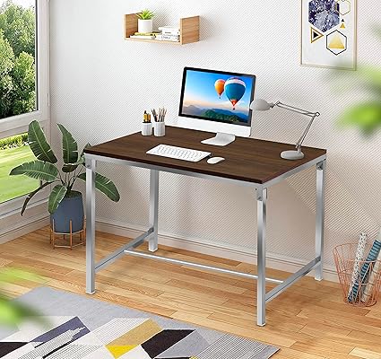 Tablewala Foldable Table for Study, Office Work, Work from Home, Made of Stainless Steel Frame and Engineered Wood Top (Brown, 3 by 2)