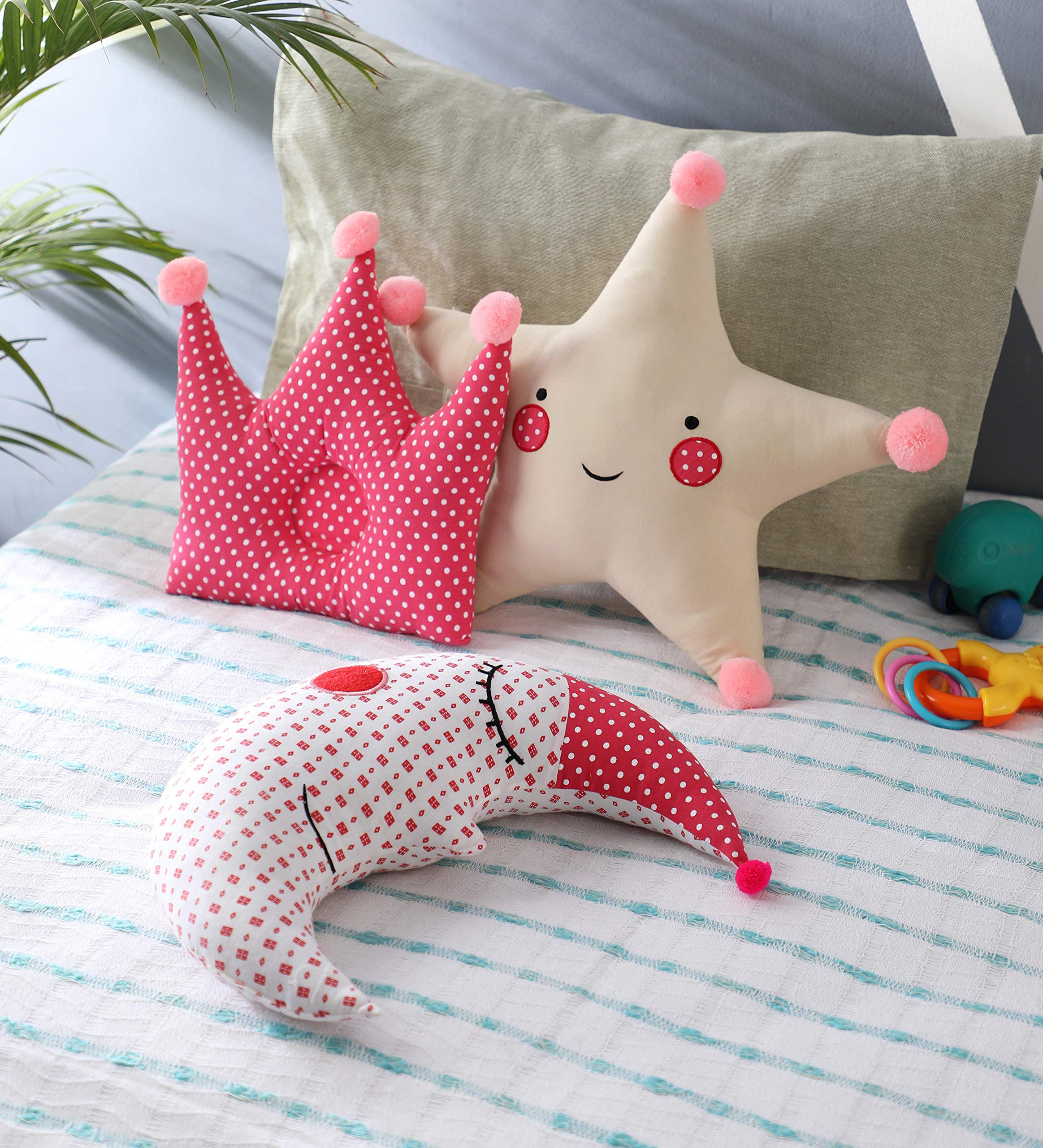 Ultra Soft and Squishy Moon, Star & Crown Shaped Pillow for Babies (Set of 3)