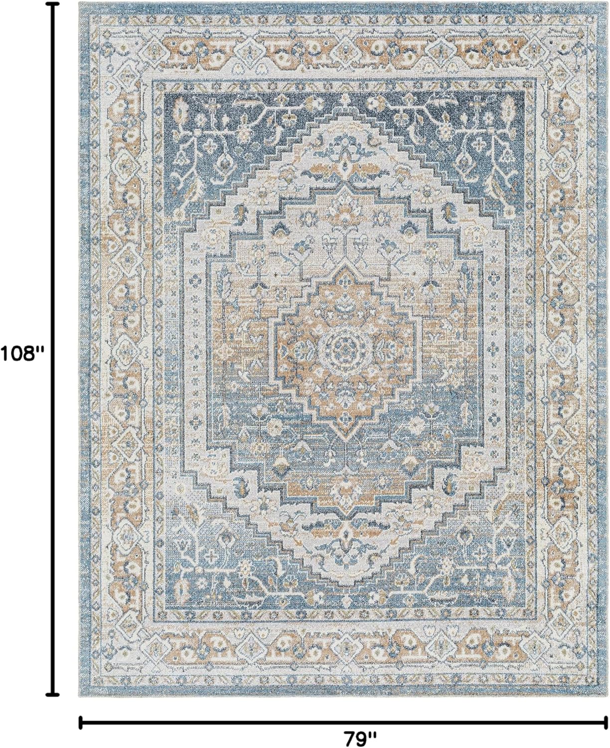 Artistic Weavers Lillian Washable Border Area Rug,6'7" x 9',Camel