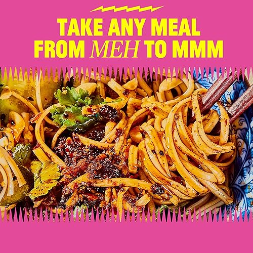 Vista 17 de FLYBYJING - Salsa Sichuan Chili Crisp XL, gourmet, picante, crujiente, sabrosa, aceite de chile natural con pimienta de Sichuan, salsa que queda