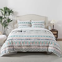 Vista 27 de HoneiLife Juego de funda de edredón floral 100% algodón, 3 piezas, suave, ropa de cama botánica con cierre de cremallera y lazos en las esquinas