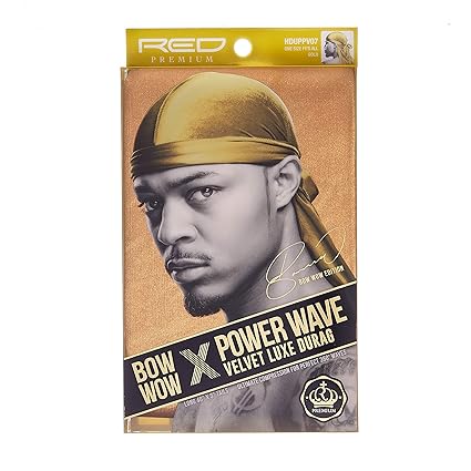 KISS RED Premium Bow Wow Power Wave Velvet Luxe Durag (HDUPPV07 - Gold)