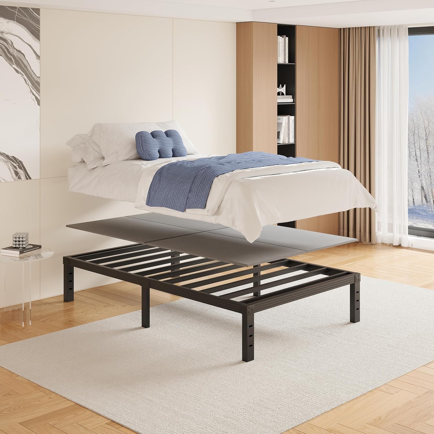 Bunkie Board Twin, Universalsupport Board With Anti-Sag Design For Metal Bed Frame, Platform Beds, Sleeper Sofa And Pull Out Couches, 74"x36" Bunkieboard, Easy Assembly Folable Bed Support Slats