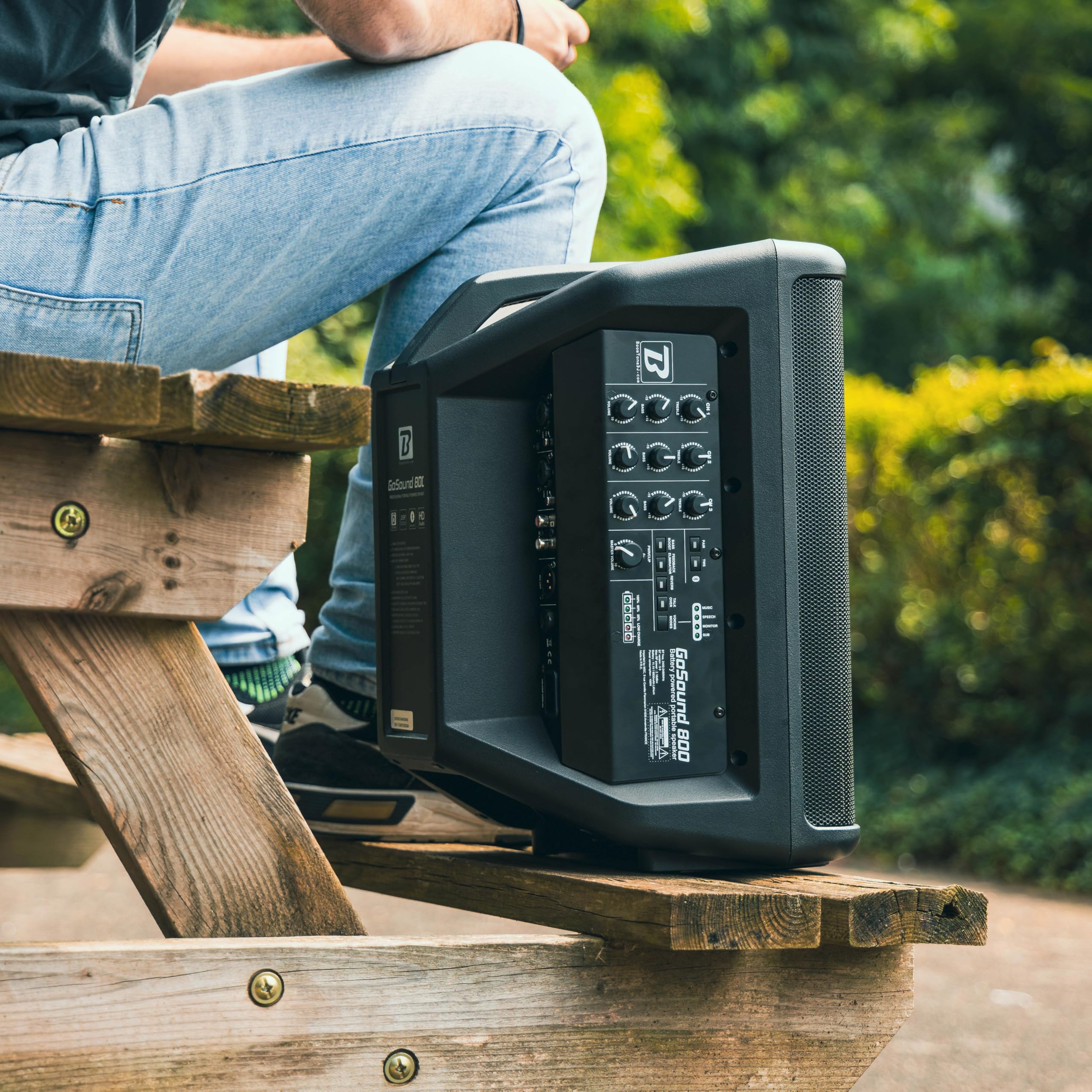 BoomToneDJ GoSound 800 – Enceinte Portable Active Bluetooth, 100 W RMS, DSP intégré, Batterie Lithium, TWS stéréo, idéale pour Animation, Concerts Mobiles, conférences, sonorisation extérieure