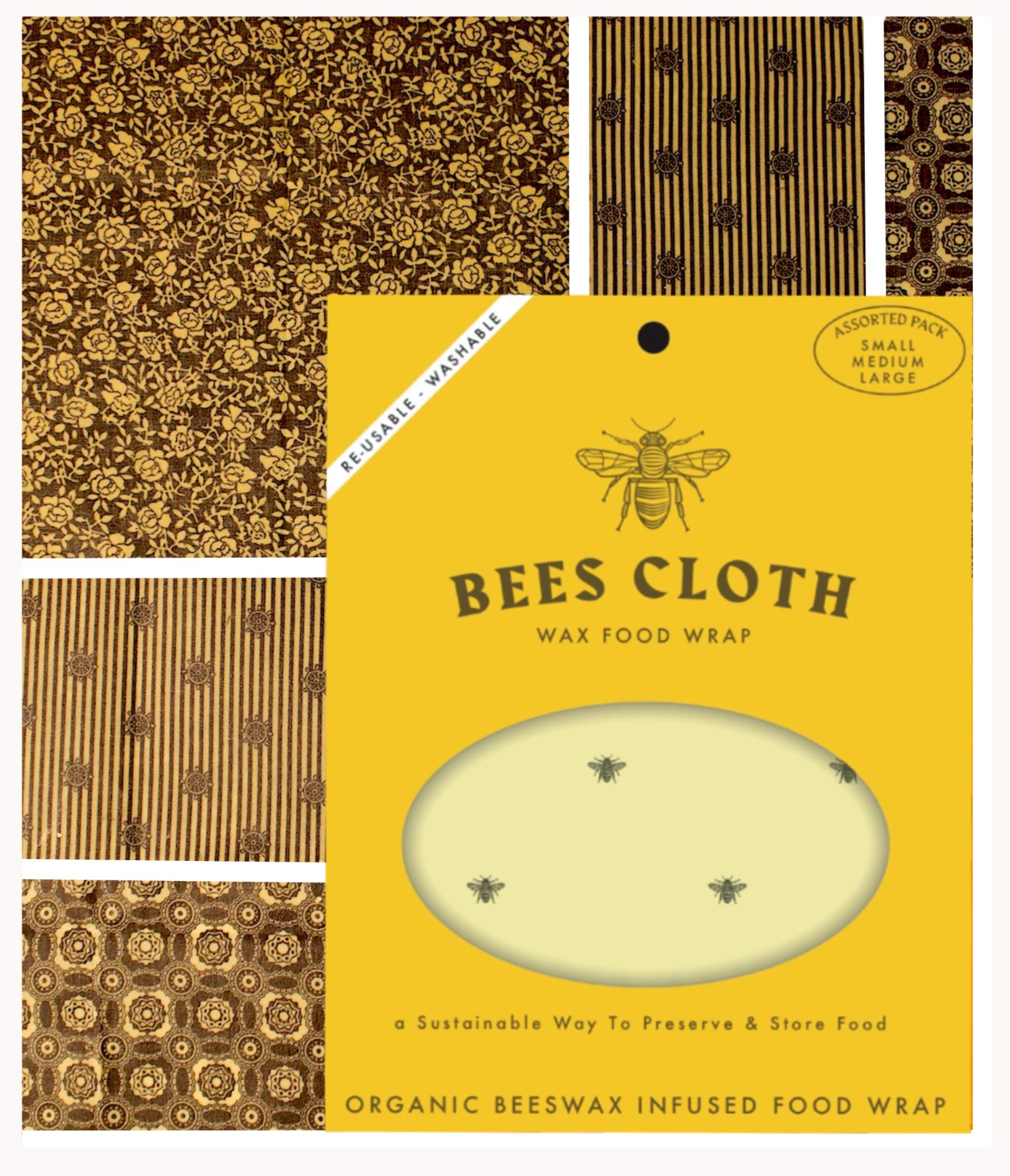 Beeswax Food Wrap – 100% Natural, Reusable and Washable Food Preserver. Sustainable, eco-Friendly Alternative to Single use Plastic. Set of 3 (Large, Medium, Small), by Bees Cloth