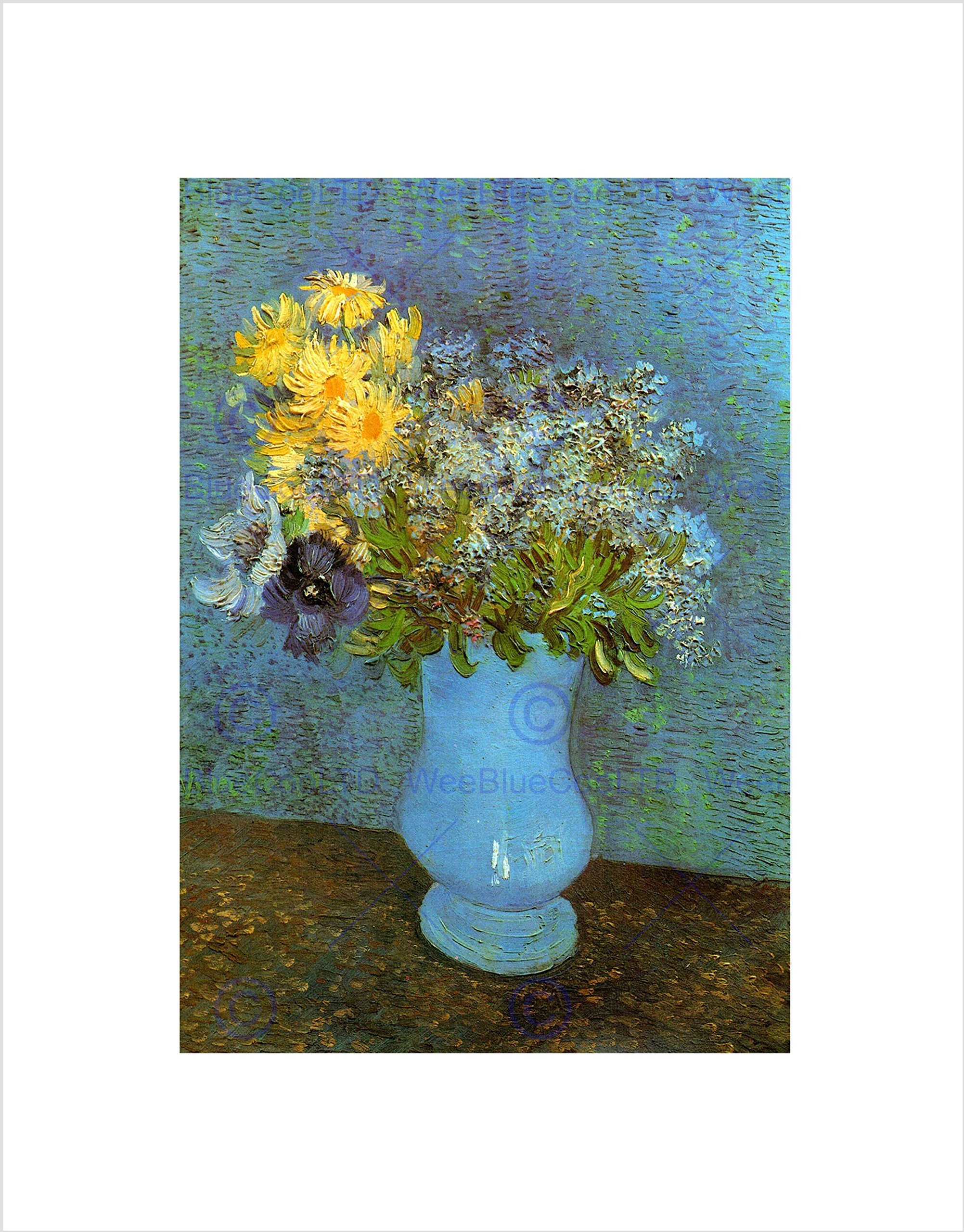 Wee Blue Coo VAN GOGH VASE WITH LILACS DAISIES ANEMONE FRAMED ART PRINT B12X2261