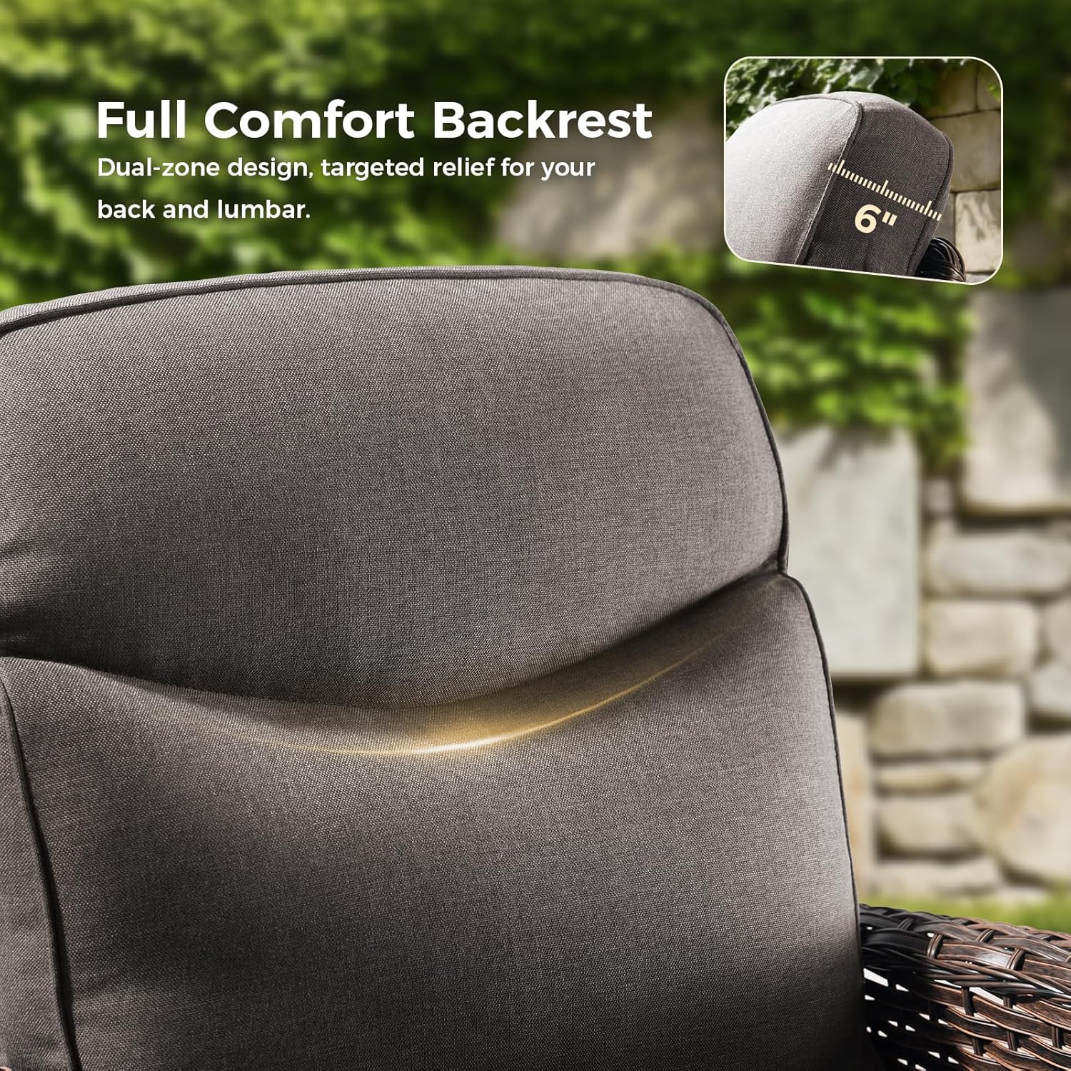 Luxury Outdoor Swivel Rocker Patio Chairs with 6-Inch Thick Cushions, High Back Swivel Glider Patio Chairs, 3PCS Wicker Outdoor Furniture Set for Porch, Patio, Yard, Deck, Poolside, Brown/Grey
