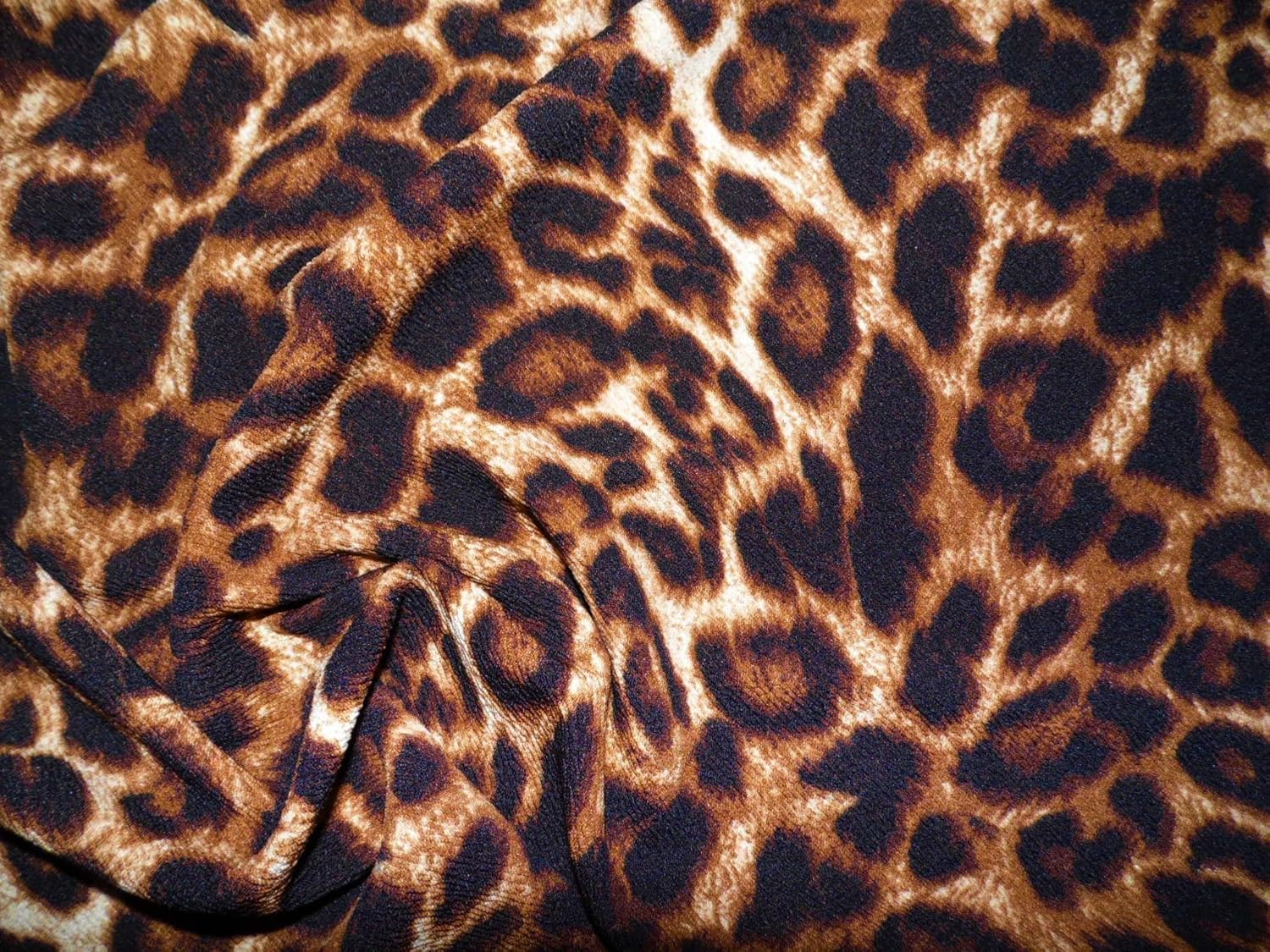 Printed Liverpool Textured Fabric 4 Way Stretch Scuba Cheetah Dark Brown L608 (10 Yard Lot (Continuous))