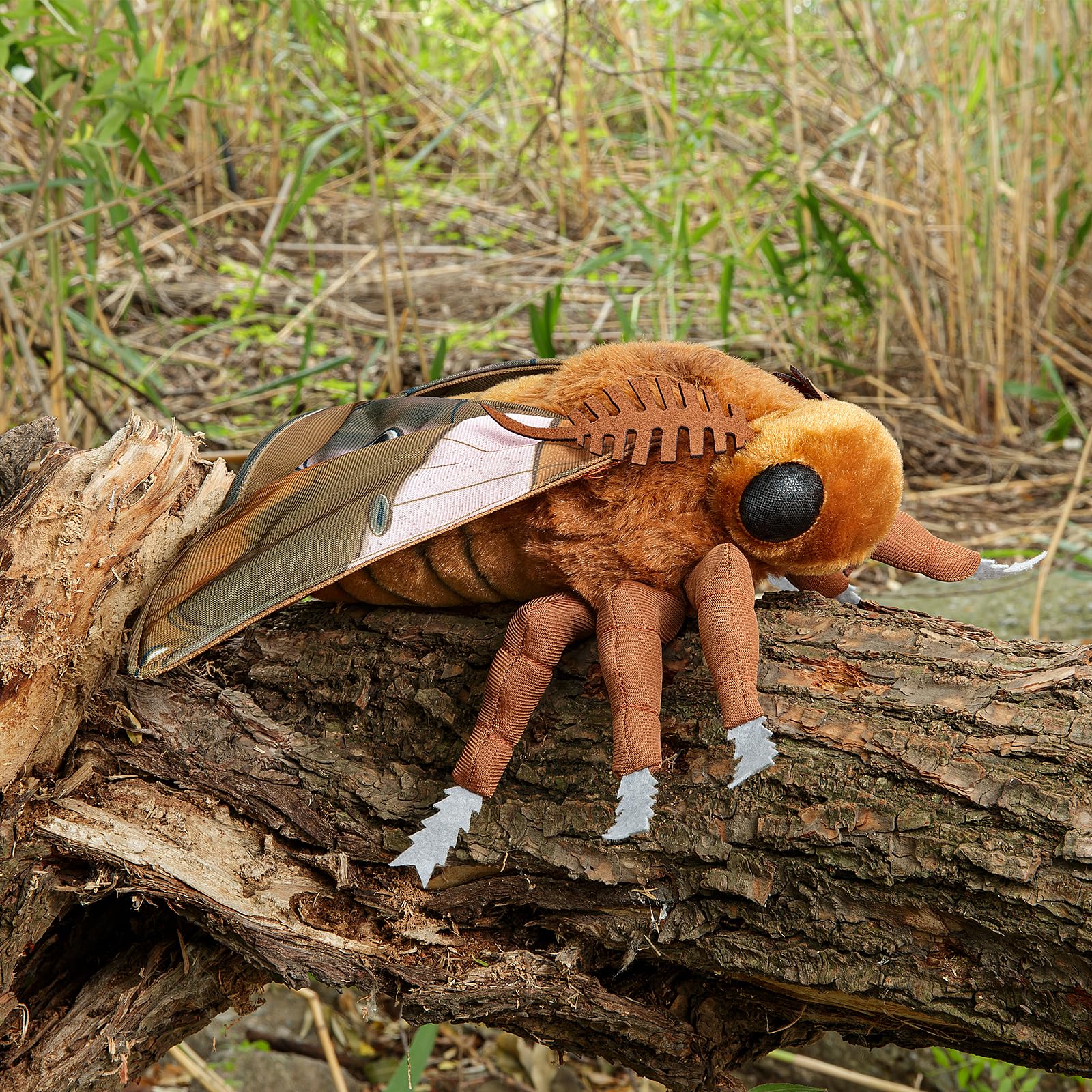 FRANKIEZHOU Dead Leaf Praying Mantis Plush Toy - Realistic Insect Stuffed Animal 11\" Brown