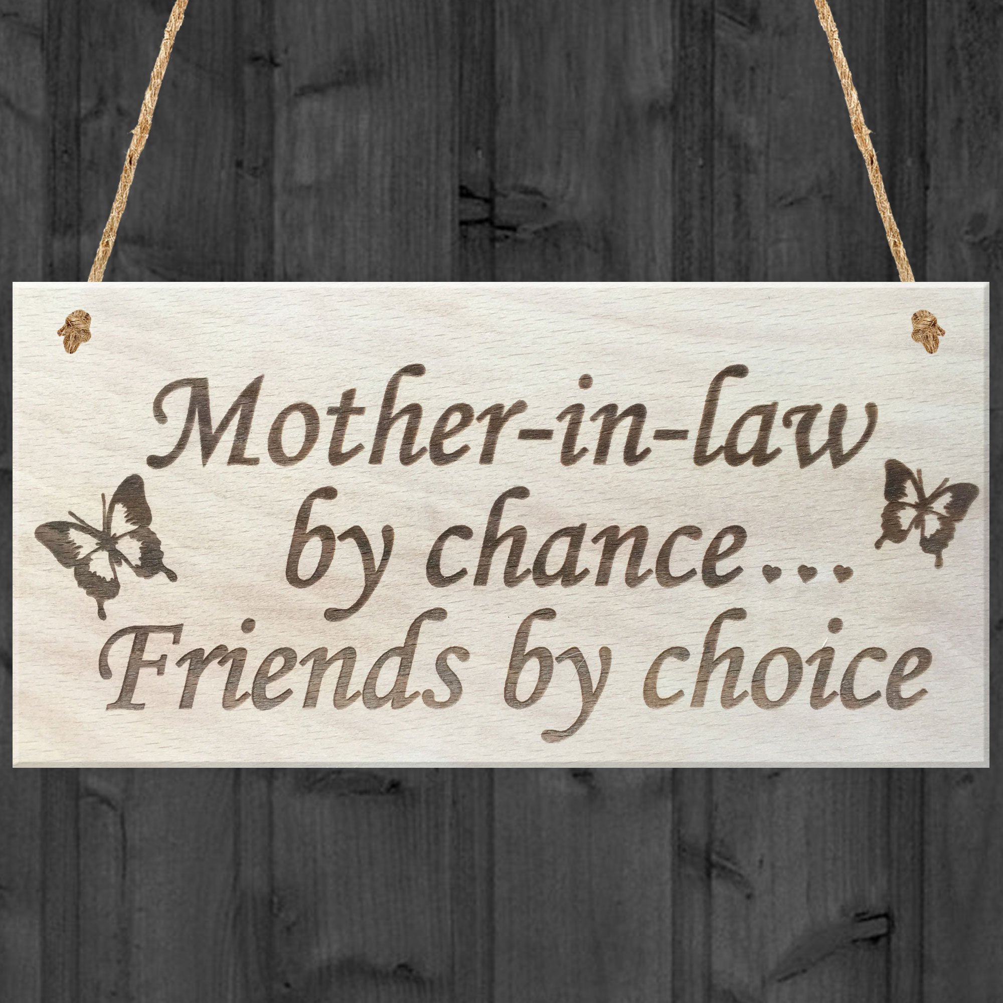 Red Ocean Mother In Law By Chance Friends By Choice Wooden Hanging Plaque Love Friendship Gift Sign